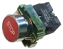 LAY5-BA4342 - кнопка Н.З. с красным толкателем и пиктограммой "STOP"