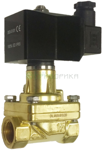 RSPS-15N AC220V - клапан электромагнитный прямого действия Ду15, Н.З. латунь+PTFE