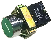 LAY5-BA3311 - кнопка Н.Р. с зеленым толкателем и пиктограммой "I"