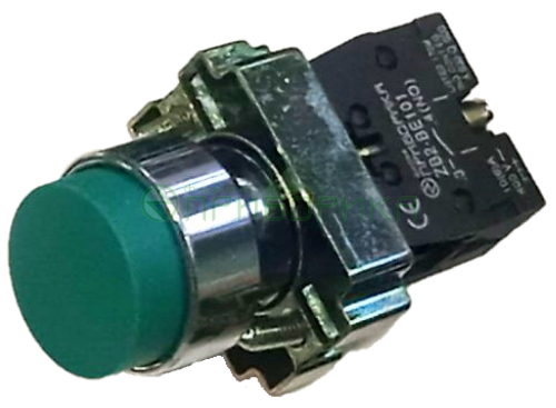 LAY5-BL31 - кнопка Н.Р. с зеленым выступающим толкателем