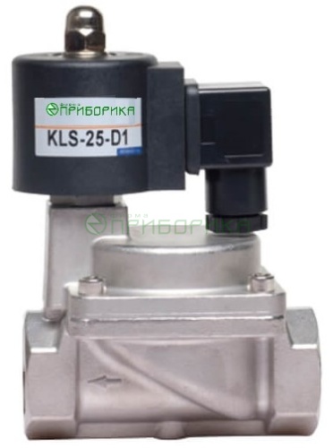 KLS-25N AC230V - клапан электромагнитный с пилотом Ду25, Н.З. нерж+PTFE