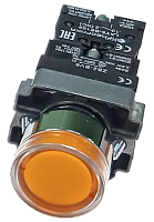 LAY5-BW3565 - кнопка с желтой LED подсветкой AC230V, 1НР+1НЗ